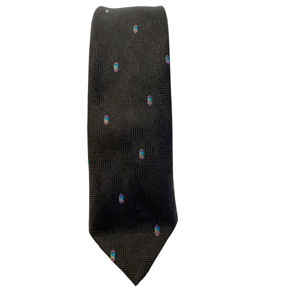 Les Centurion Skinny Geometric Pattern Necktie